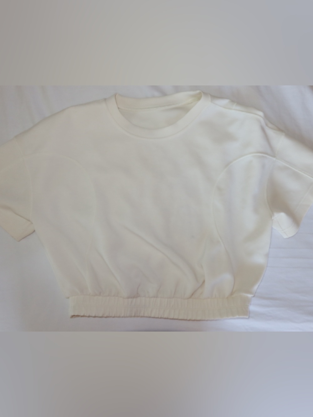 LuluLemon off white crop short sleeve 
Active wear top 
Size 6